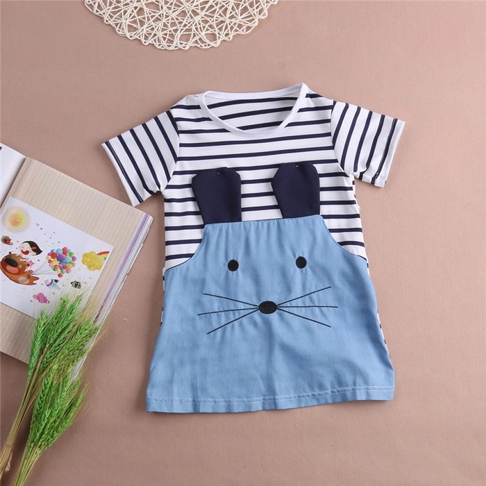 Dress denim mouse strip pendek