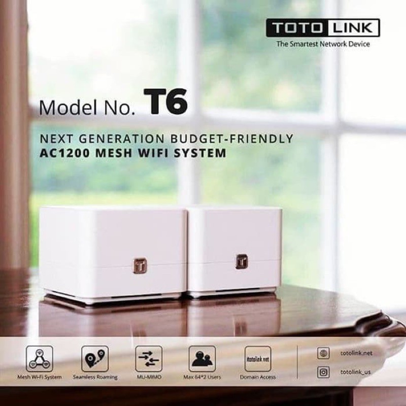 Totolink T6 Wireless Router Mesh Dual Band fast smart home wi-fi