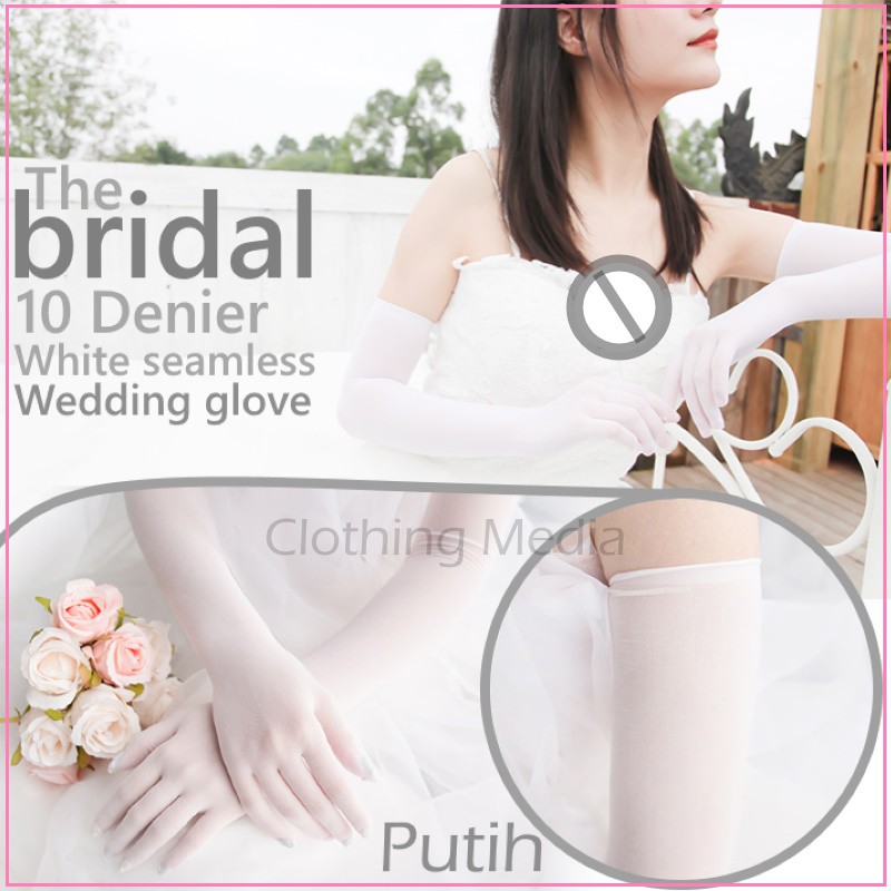 Sarung Tangan Panjang Tipis Nylon Seamless V4 Wedding Pengantin Transparan Bahan Stocking Bridal