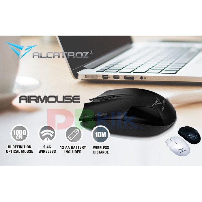 Mouse Wireless Alcatroz Airmouse ( Black / White)&quot;Mouse Wireless Alcatroz&quot;