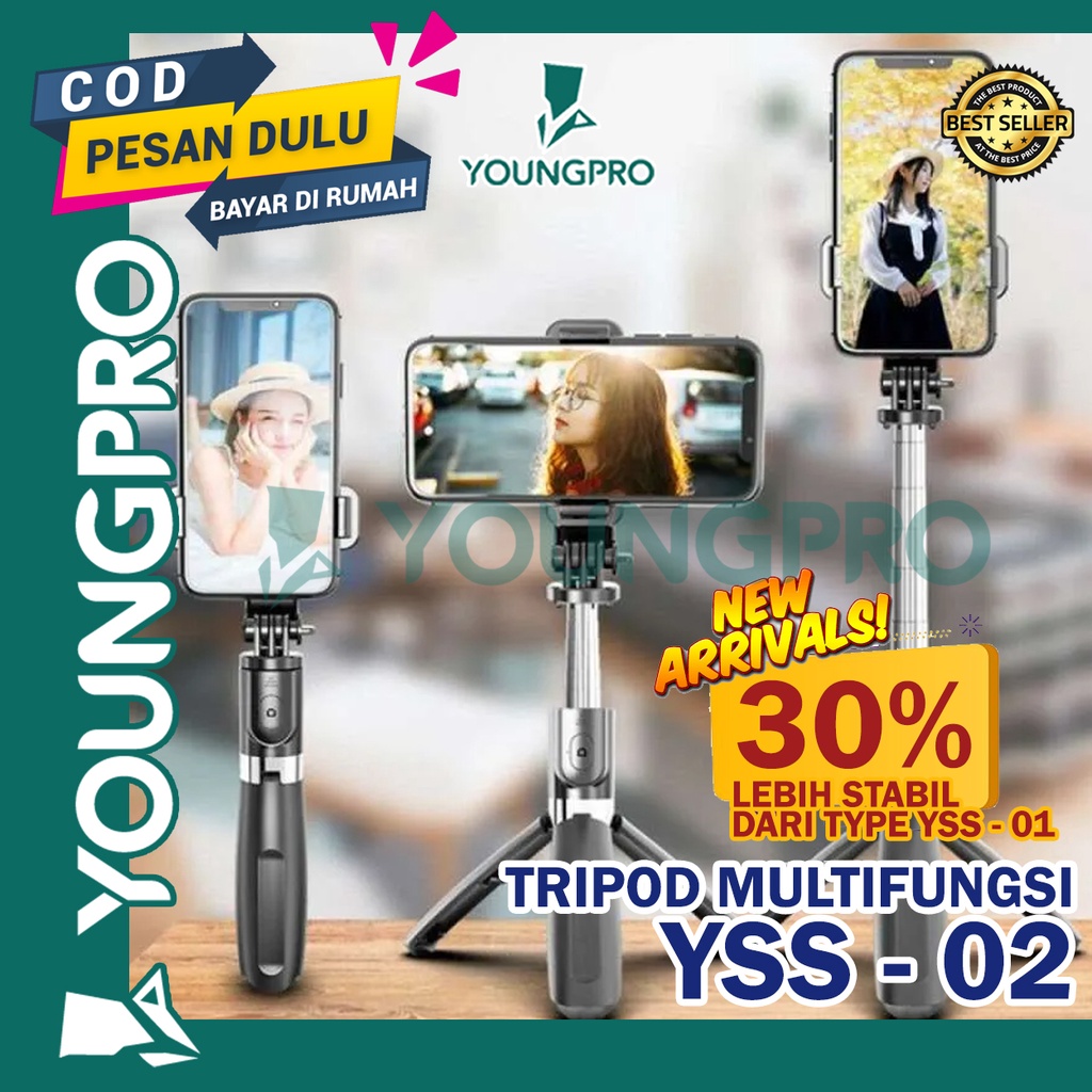 YOUNGPRO YSS-02 YSS-01 TRIPOD STICK SELFIE BLUETOOTH 3 IN 1 CONNECTION TONGSIS PHONE HOLDER WITH WIRELESS REMOTE SHUTTER