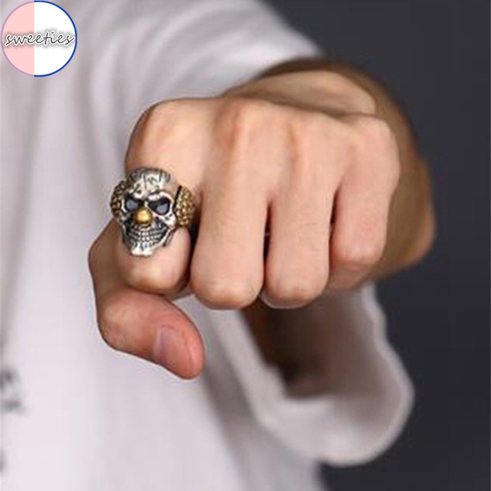 Cincin Jari Telunjuk Desain Tengkorak hollow Gaya Retro Punk hip Hop Untuk unisex