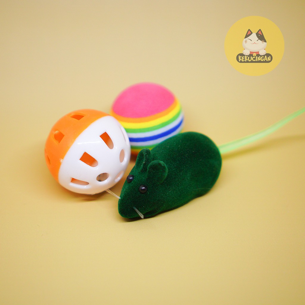 Mainan Kucing Cat Toys 3 in 1 Set Hemat Tikus Bola Bola Kemrincing