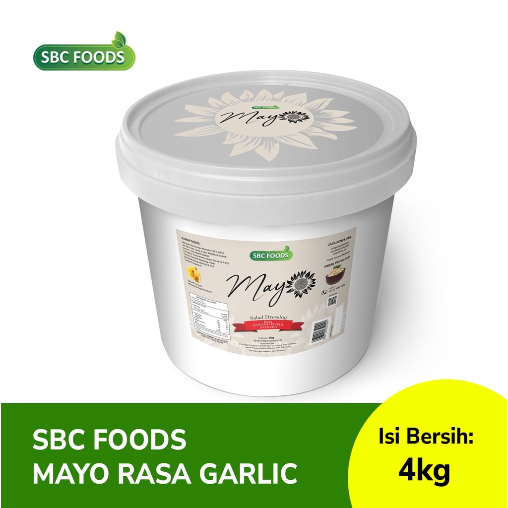 

Vegan mayonnaise Eggless Creamy Rasa Garlic 4Liter/Vegan mayo/Mayo sehat