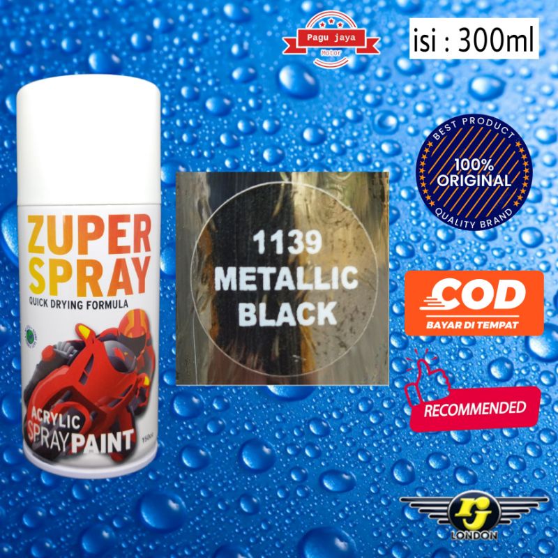 pilox cat semprot metallic black hitam metalik 300cc zuper spray