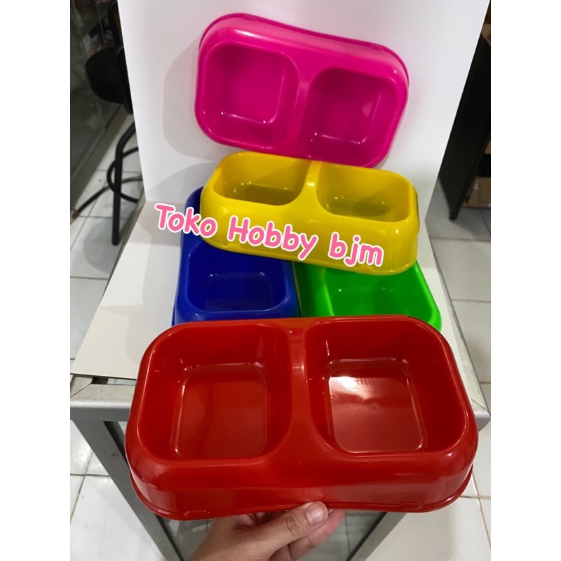 tempat makan kucing anjing double anti slip - tempat makan minum hewan kucing anjing double