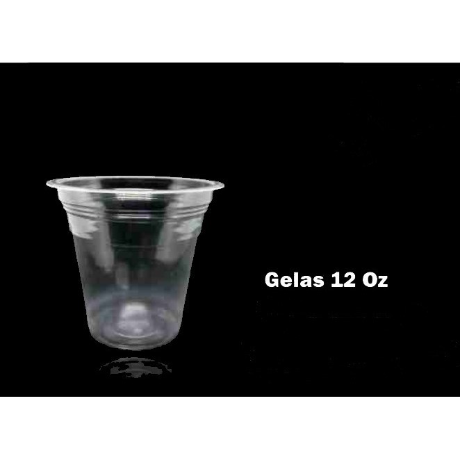 Gelas Plastik 12 oz / Cup Plastik 12 0z + Tutup Datar