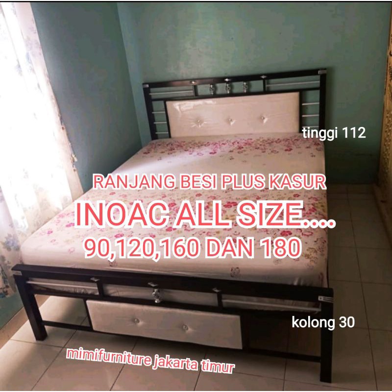 Ranjang Besi Minimalis + Kasur Inoac All SIZE