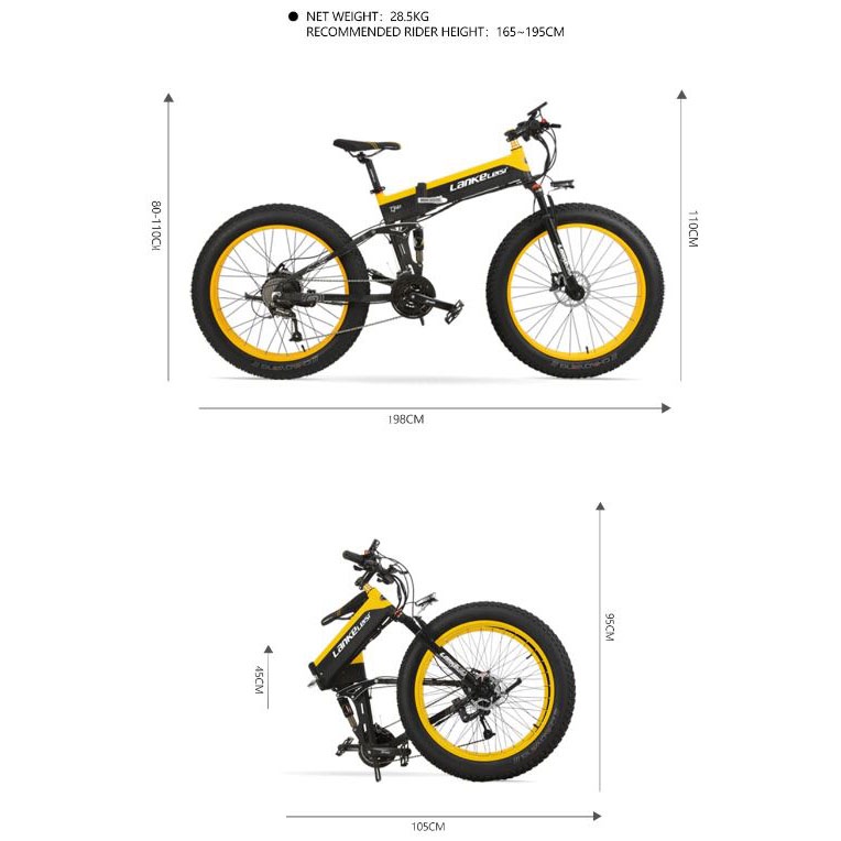 Sepeda Elektrik Lipat Smart Moped Fat Tires 48V 10AH 1000W -- Lankeleisi