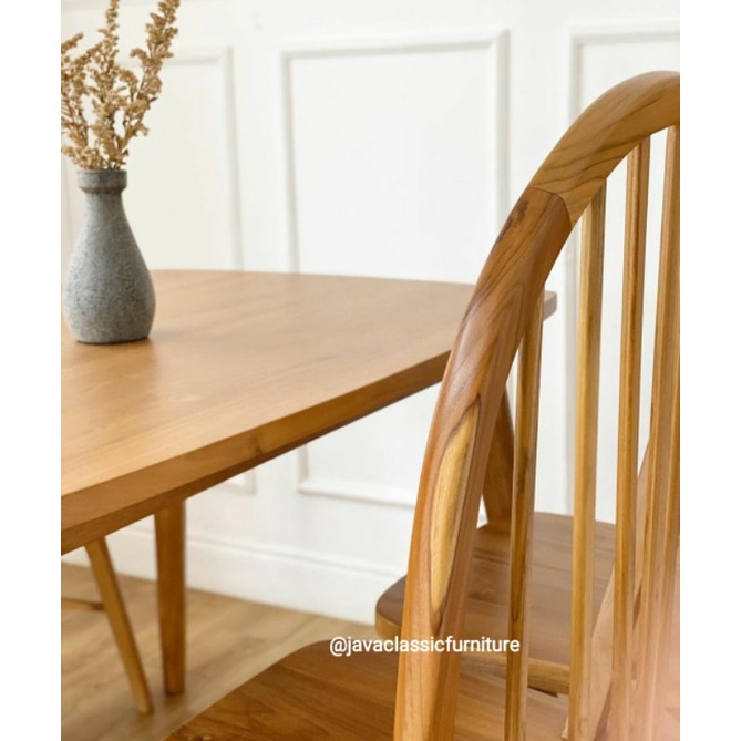 1 SET KURSI BALON MEJA TEMPAT MAKAN KELUARGA 4 PCS UKURAN 120x80x70cm CAFE RESTO RESTORAN DINNING CHAIR MINIMALIS VINTAGE RETRO MURAH BAHAN KAYU JATI BERKUALITAS FURNITURE JEPARA-1
