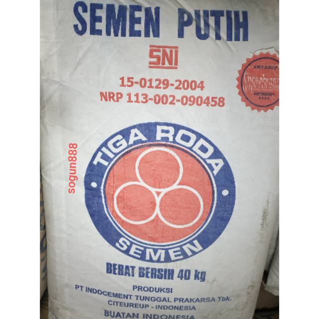 Semen Putih 5 kg merk Tiga Roda. White cement. Semen plamir via Grab/Gojek