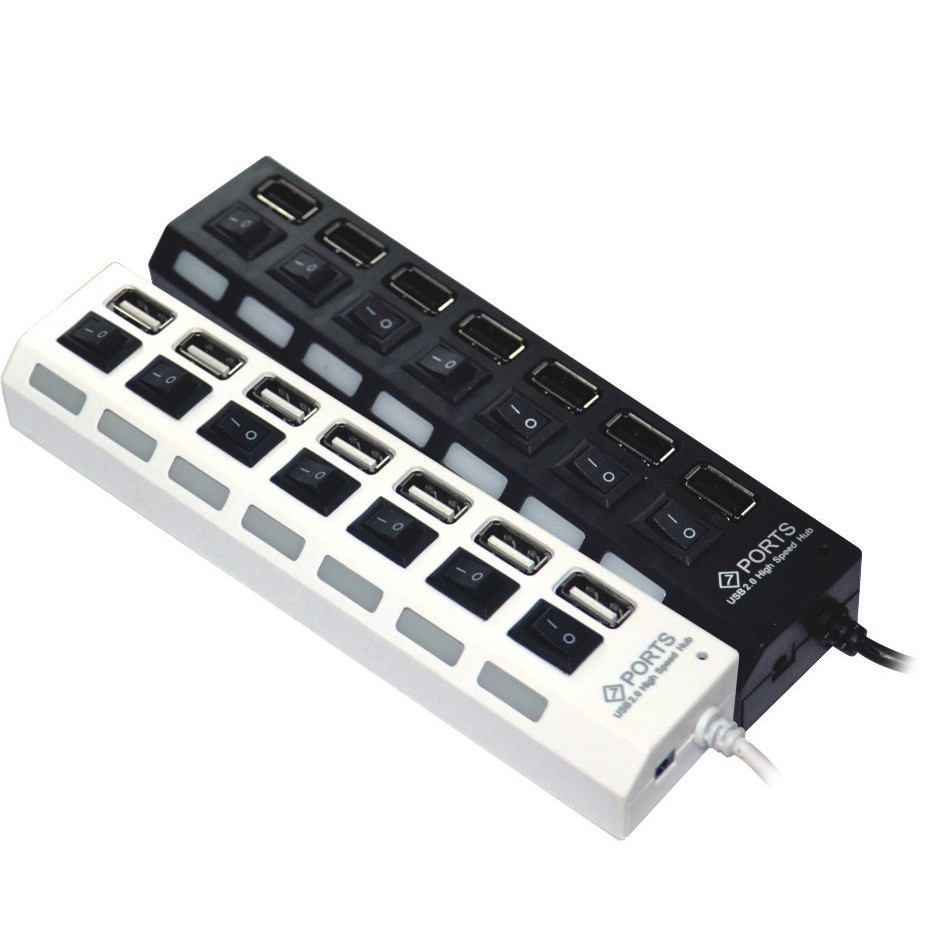 USB Hub 7 (Tujuh) Port Output On Off Saklar Lampu USB 2.0 New