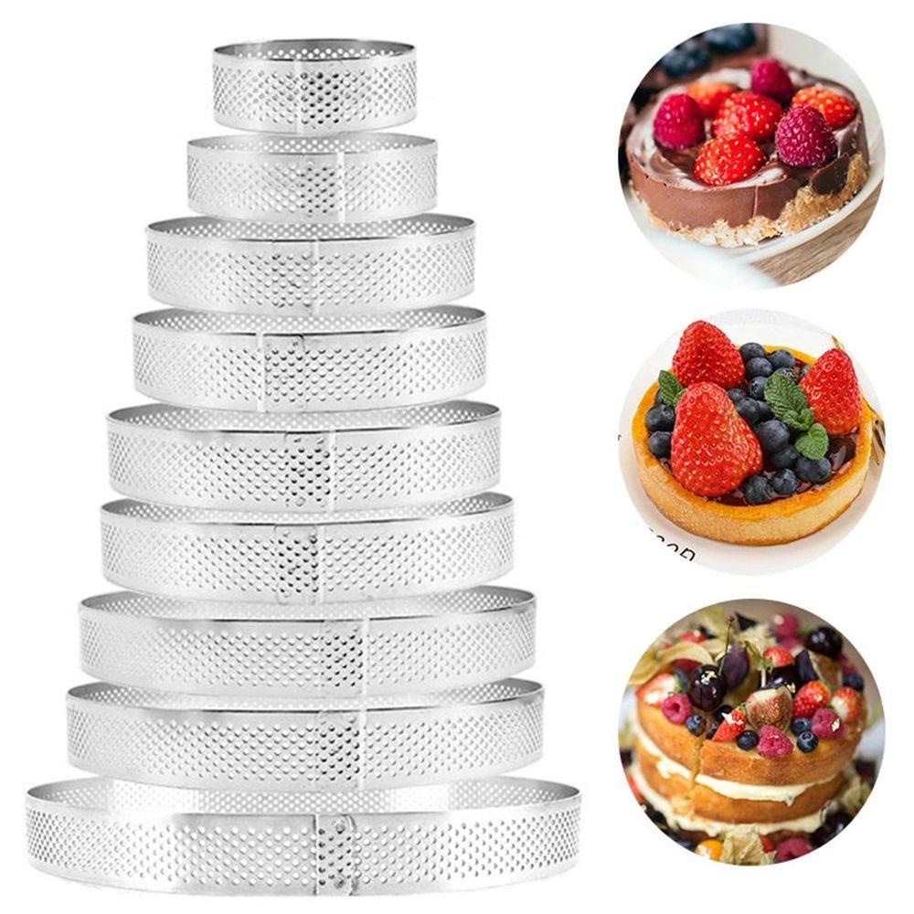 Top Tartlet Cetakan Bakeware Stainless Steel Cetakan Lingkaran Berlubang