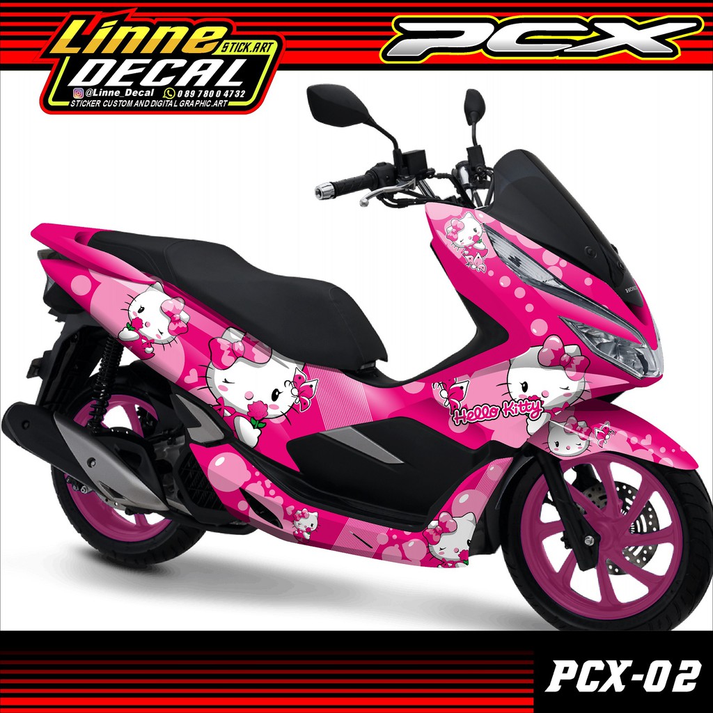 Decal Sticker Honda PCX Dekal Stiker Honda Striping PCX Hello Kitty Pink Ping 002 Shopee Indonesia