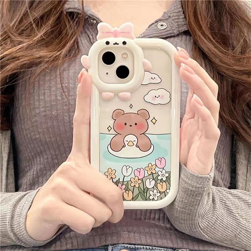 Soft Case TPU Transparan Motif Monster Bear Untuk Compatible for iPhone 14 13 12 11 Pro Max X Xr Xs Max 8 7 6 6s Plus Monster Lens Protector Phone Case Bear Clear Silicone Anti-Scratch Soft Case Shockproof Soft TPU Back Cover