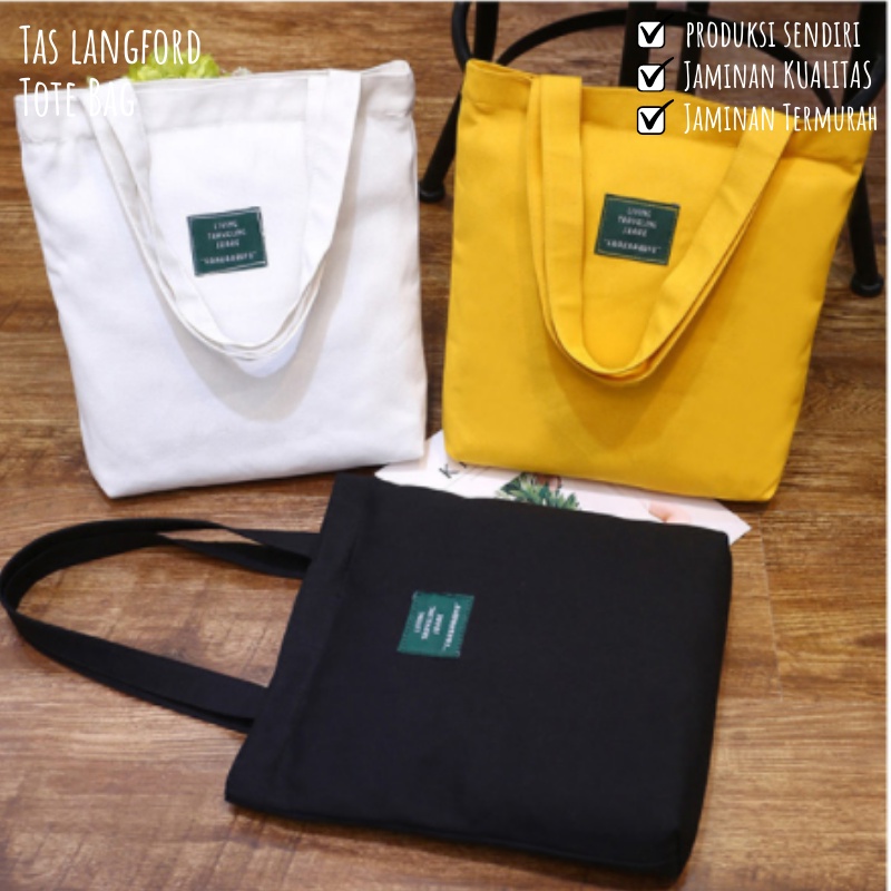 Tas Totebag Tote Bag Kanvas Resleting Import Murah Terbaru Kekinian Pria Wanita Cewek Cowok