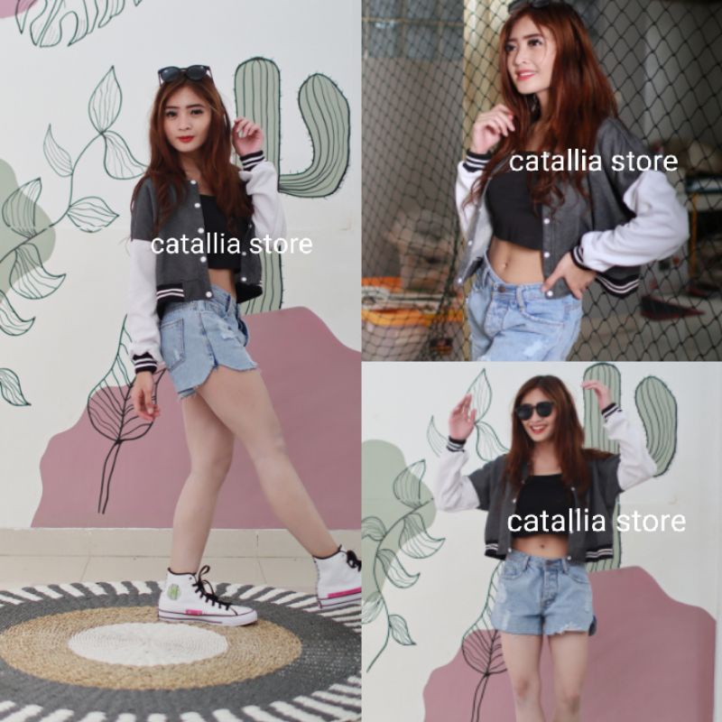 Jaket Wanita Varsity Crop BaseBall