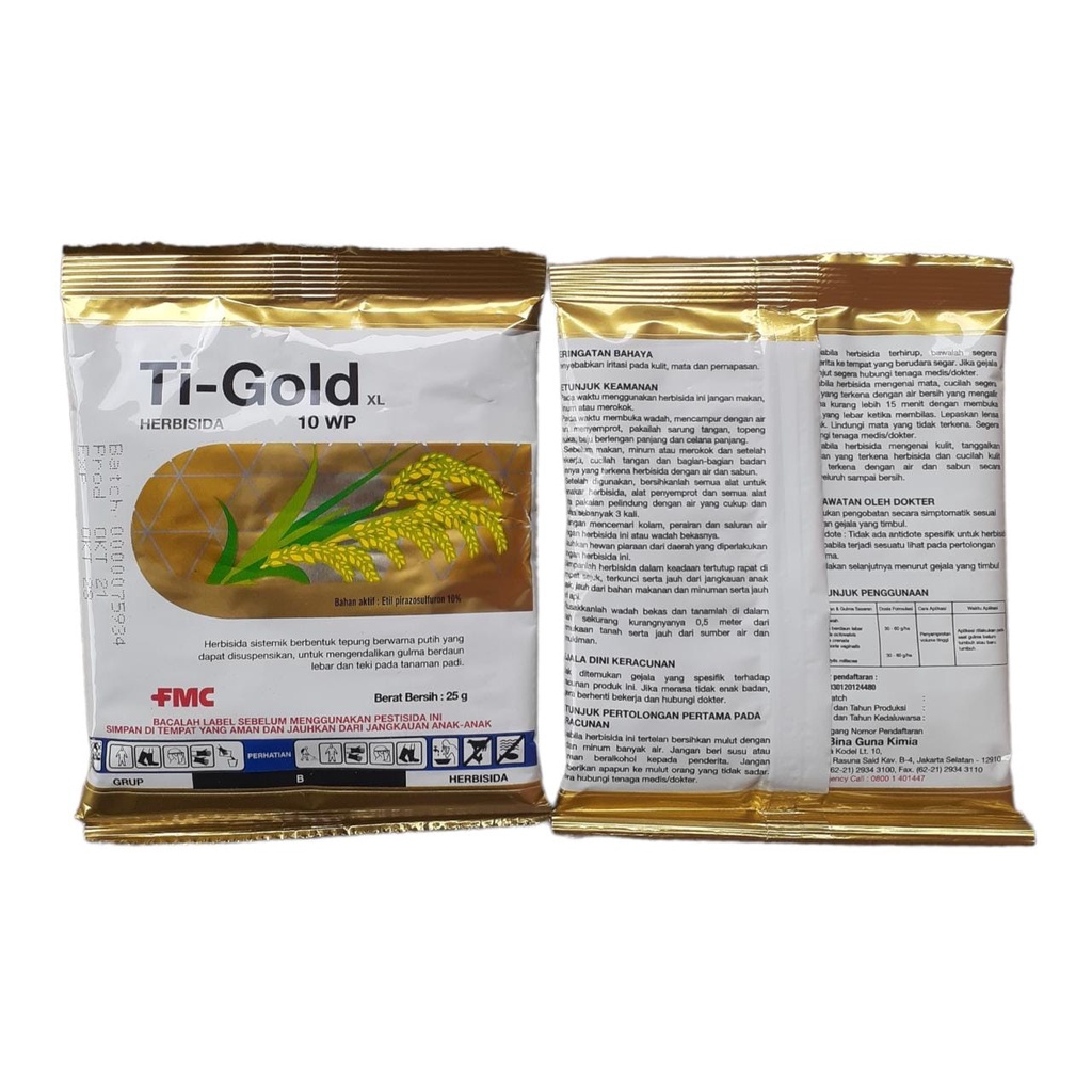 Pembasmi Rumput Herbisida Padi Pra Tumbuh Ti-Gold Tigold 10wp 25 Gram