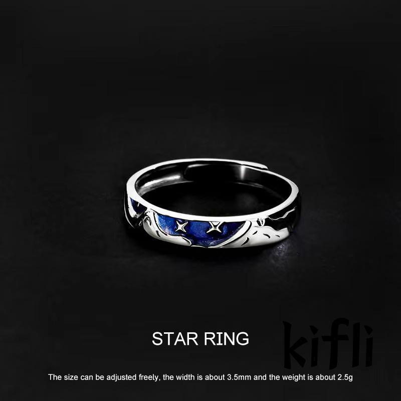 Cincin Jari Telunjuk Model Terbuka,Desain Bintang Biru,Untuk Pria