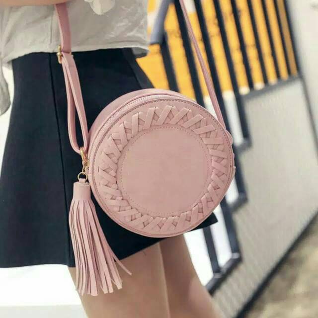 Tas wanita Realpict Termurah Tas selempang Bulat kepang Florence