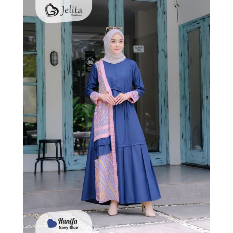 Gamis Hanifa Jelita Muslimah /baju resmi/ busana muslim/ kondangan/ lebaran/ batik handmade