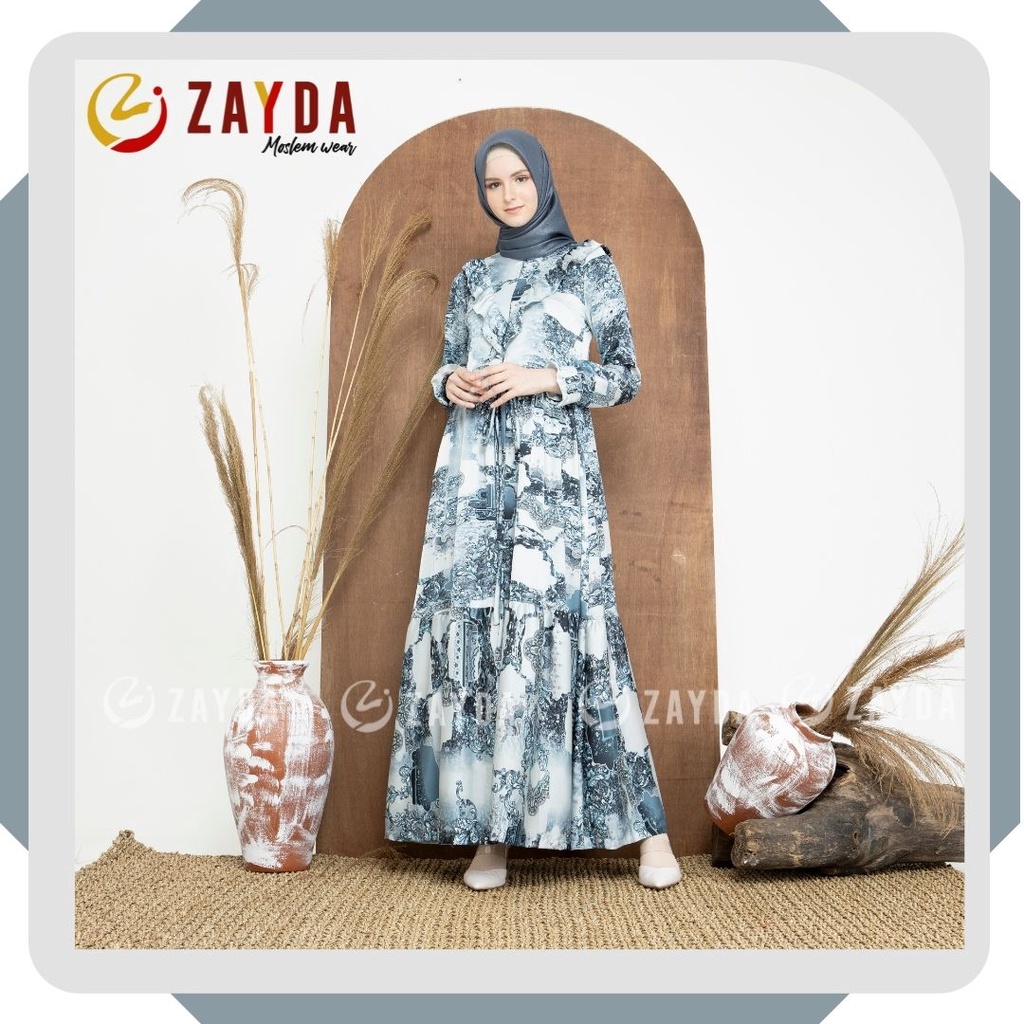GAMIS ZAYDA ZG78 BLUE MOSLEM WEAR KEKINIAN MODERN TRENDY SIMPLE ELEGANT BEST SELLER