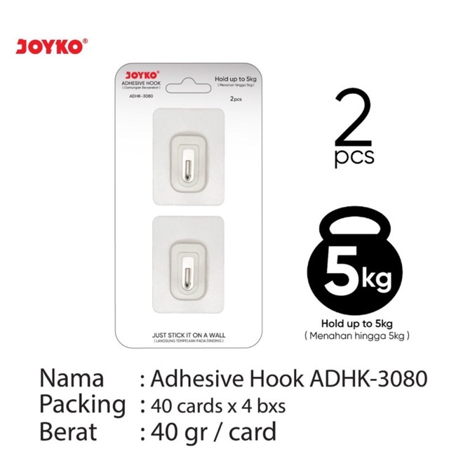 ADHK 3080 Joyko Gantungan Baju / Pengait Tempel Dinding / Gantungan Kait Kamar Mandi / Magic Adhesiv