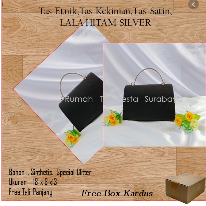 Tas Etnik,Tas Kekinian,Tas Satin,LALA HITAM SILVER