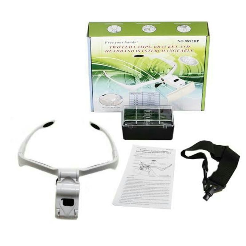 Jual Eyeglasses Bracket Headband Interchangeable Magnifier with 2 LED