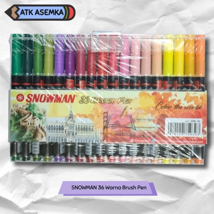 

DISKON- BISA COD SNOWMAN 36 BRUSH PEN / BRUSHPEN 36 COLOUR / KALIGRAFI