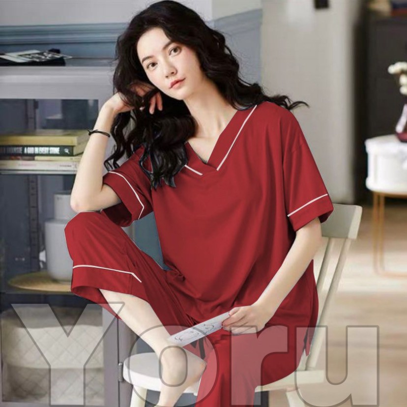 Pamelo PVL Stelan Katun Rayon Adem daily style Baju Tidur wanita Piyama Katun Rayon Korea Style