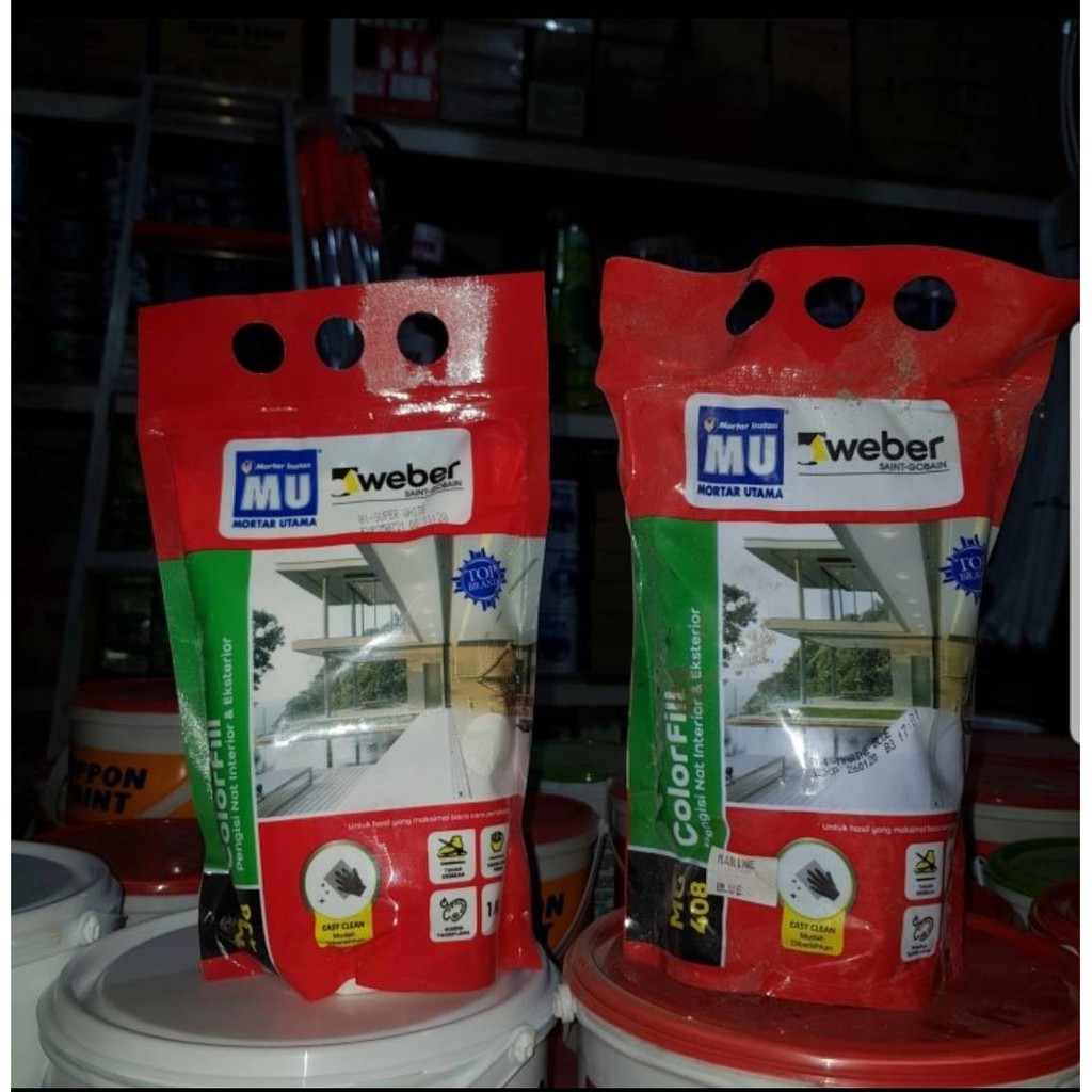 Semen Nat Keramik MU 408 HITAM DAN ABU-ABU/ Oker Mortar Utama Pengisi Nat Kamar Mandi dan Dapur/ MU4
