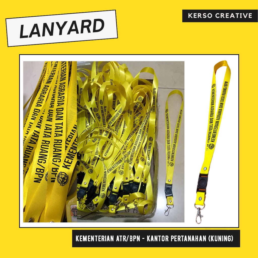

Landyard tali pita Kementerian Agraria dan Tata Ruang ATR/BPN Kantah Kantor Pertanahan Kanwil Kantor Wilayah Pusat Kementerian ATR/BPN