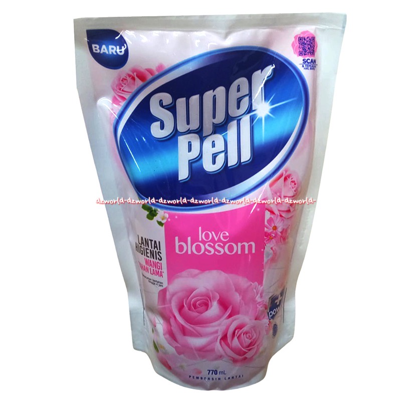 Super Pell 770ml Love Blossom Pembersih Lantai Refill Cairan Pembersih Lantai Wangi Bunga Superpel Superpell Floor Liquid