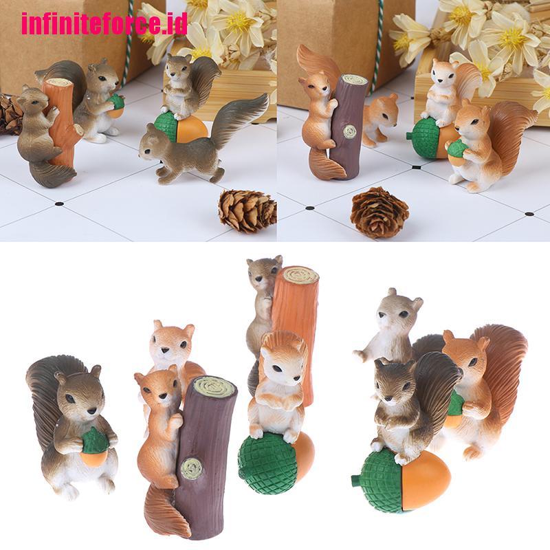 (Inx) 4pcs Miniatur Tupai Bahan Resin Untuk Dekorasi Taman Peri / Hadiah