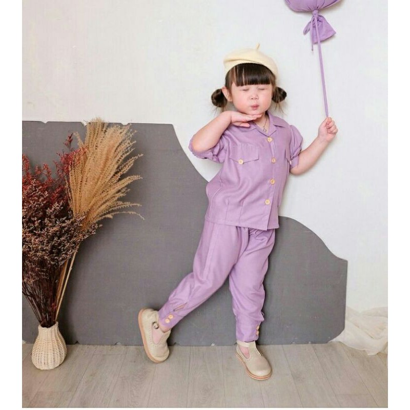 mela set dress anak setelan anak baju bayi murah lilac