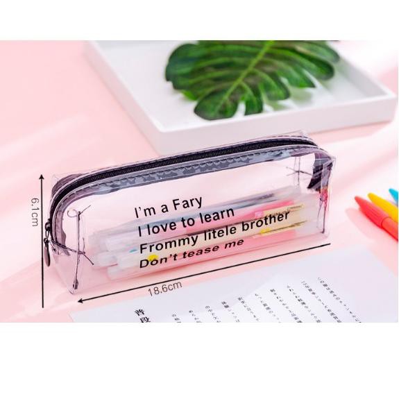 

BIG SALE!! (aao-655) J2 - Tempat Pensil Transparan Black Letters