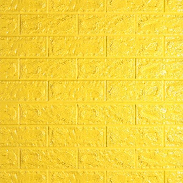 WALLPAPER 3D FOAM modern MODEL BATU BATA STICKER YELLOW WARNA KUNING