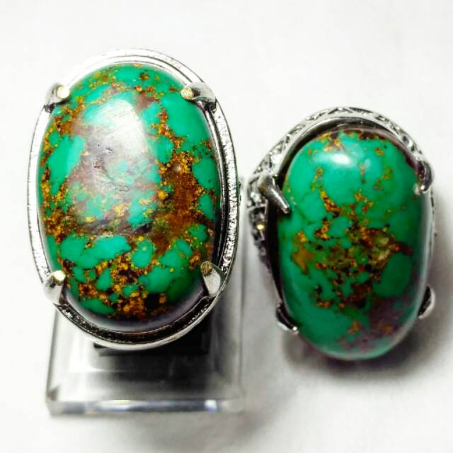 CINCIN BATU AKIK PIRUS PERSIA HIJAU CRYSTAL