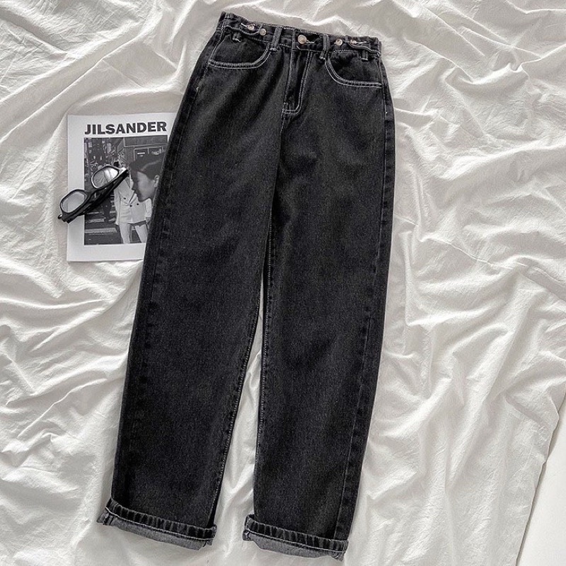 CLOTHIER - Casey Adjustable Jeans | Black Washed Cream Beige Straight Denim