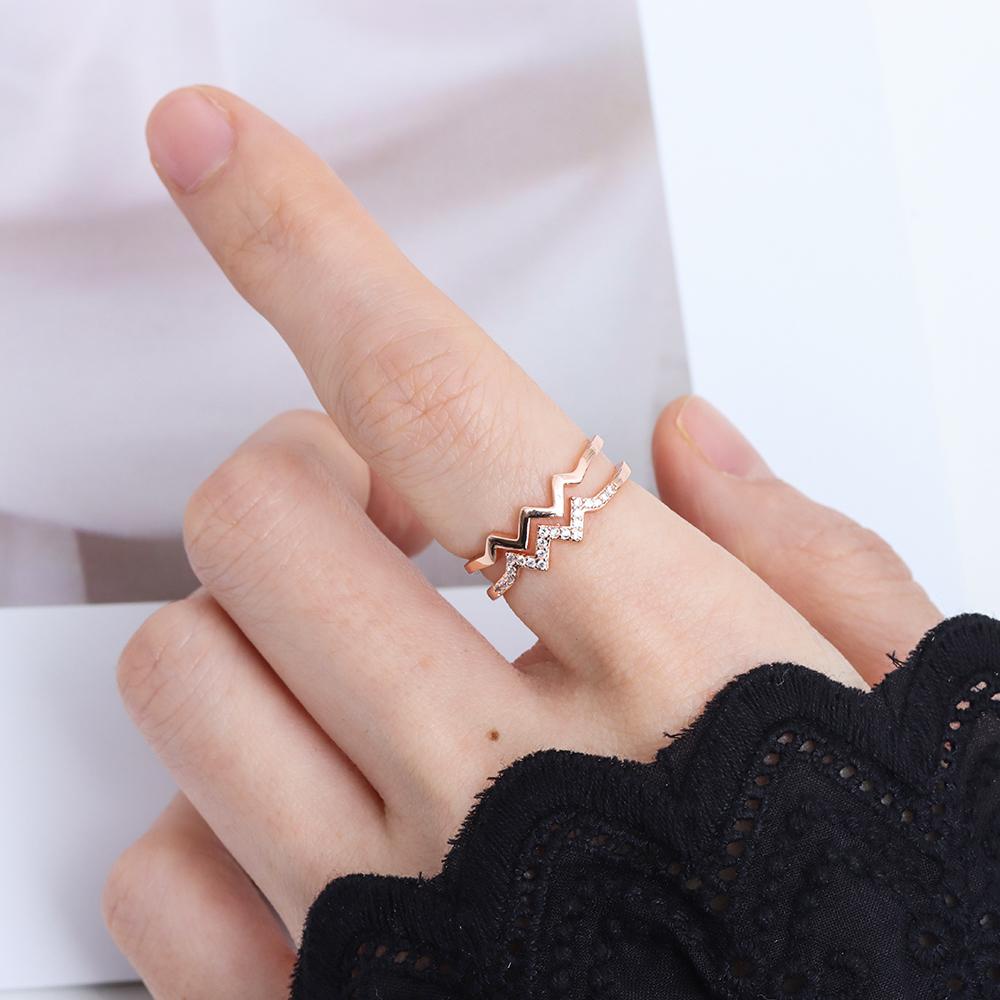 Lily Gelombang Cincin Untuk Wanita Gadis Baru Trendi Pembukaan Tinggi Dan Rendah Cincin Perhiasan Hadiah Zirkon Bertatahkan Cincin