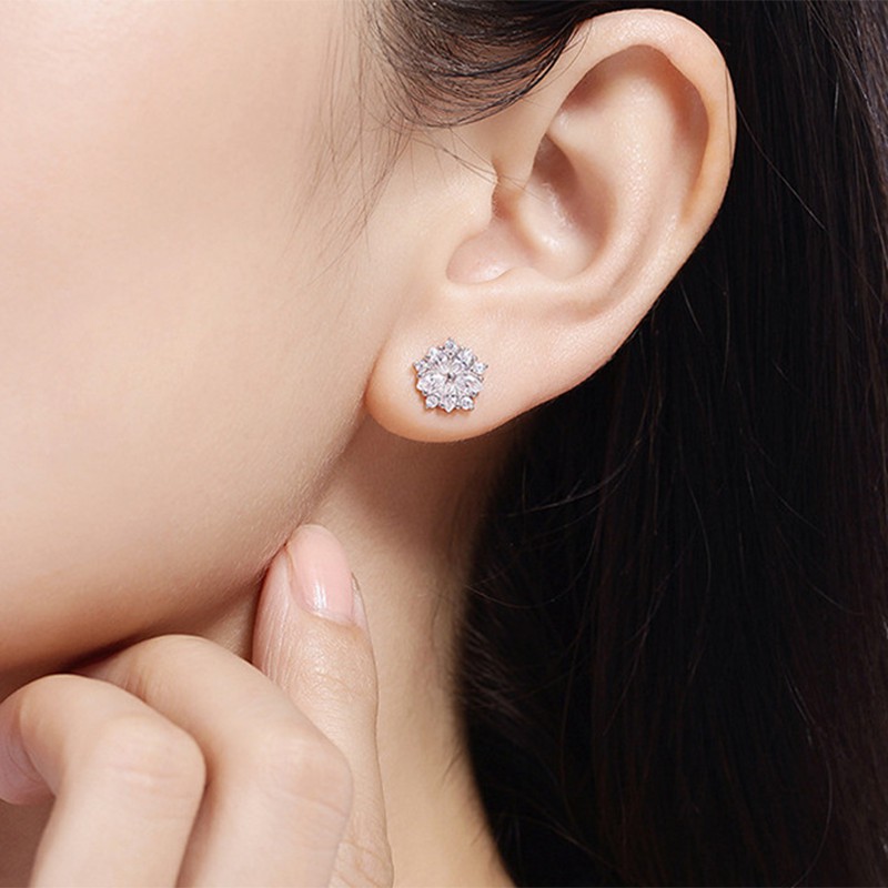 925 anting perak sterling anting-anting wanita dengan perhiasan fashion berlian