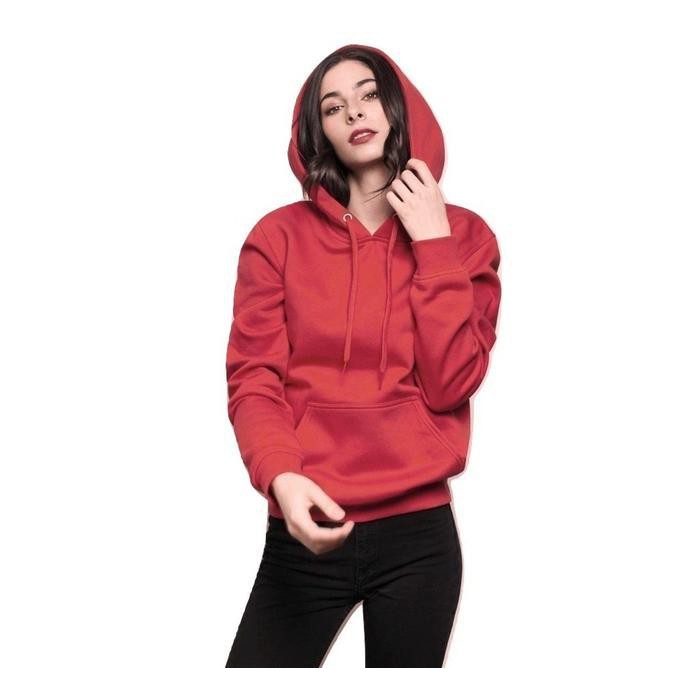 Sweater Hoodie Wanita Kiky Polos XL Ld 105-Merah Marun