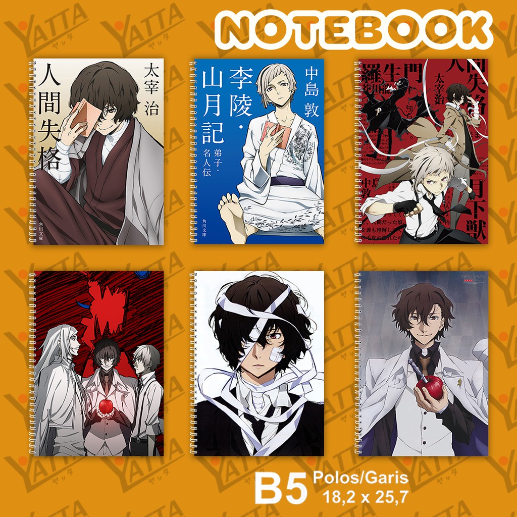 

Notebook Anime ukuran B5 18,2 x 25,7 cm Bungo Stray Dogs Seri 1 YOTAKUSHOP