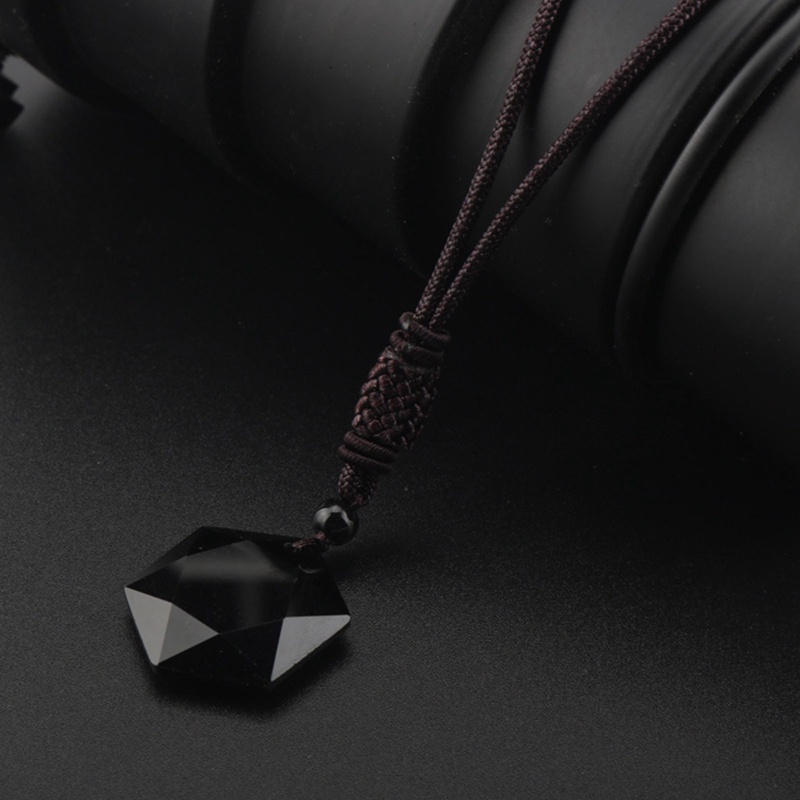 New Hot Sale Obsidian Pendant Spirit Pendulum Energy Stone Obsidian Six Pointed Star Necklace Men And Women Sweater Chain Jewelry