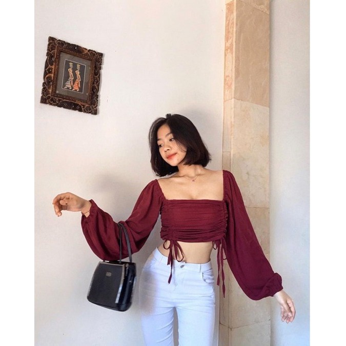 NunuLisaTan- baju wanita model korea atasan blouse model korea