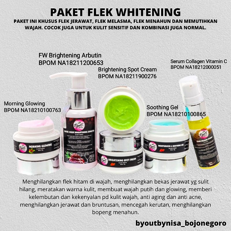 (Exp 26/08/2025) PAKET FLEK WHITENING BYOUT BY NISA CREAM PERAWATAN PEMUTIH WAJAH FLEK MELASMA MENAH