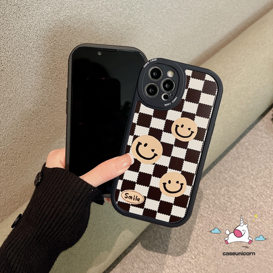 IPHONE Casing Ponsel Kompatibel Untuk Iphone11 13 12 14 Pro Max7 8 Plus 6 6s Plus XR X XS MAX SE 2020mewah Kotak-Kotak Case Kartun Beruang Lucu Smile TPU Silicon Lembut Penutup Belakang