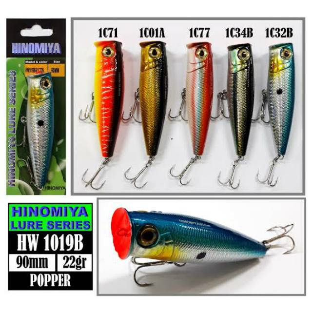 Umpan Pancing lure popper hinomiya hw1019b 90mm / 120mm / 140mm