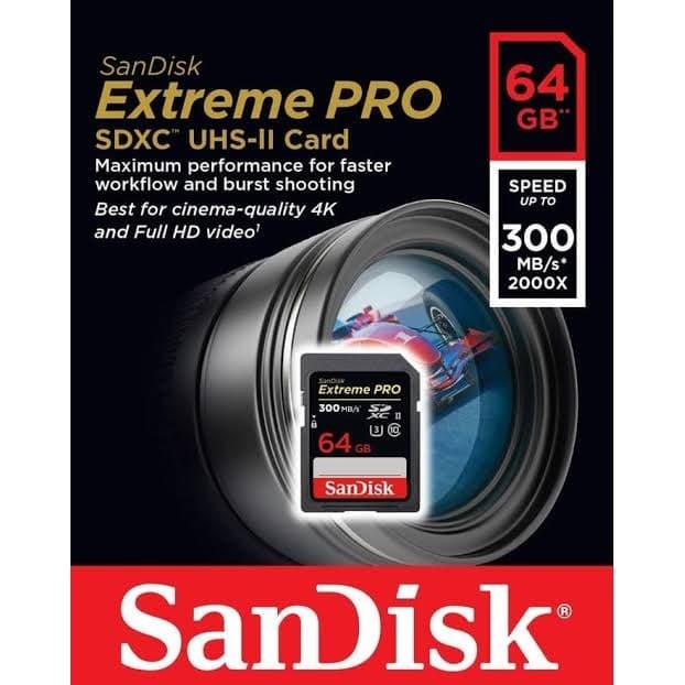 SD Card SanDisk Extreme Pro SDXC 64GB 300MB/s (SDSDXDK-064G-GN4IN)